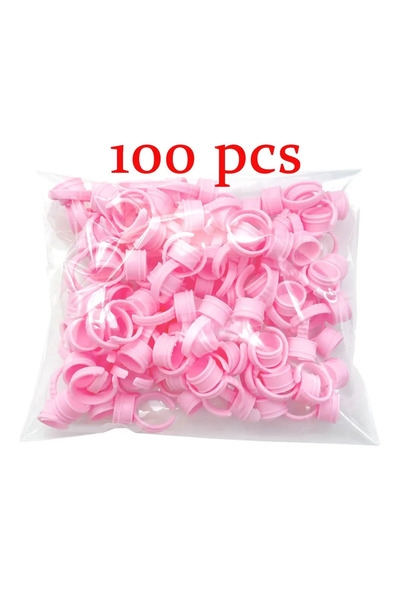 Choice6 100 قطعة من غراء الرموش M1 الوردي بالجملة، 100 قطعة من حلقات حامل غرا...