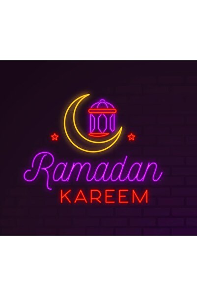Slasa Ramadan Kareem Moon Neon Sign 60×40 cm with 6mm Acrylic Base Multicolor