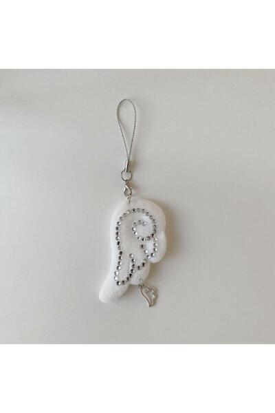 Choice A2 ♥Fabric Rhinestone Wings Star Phone Chain Y2K Angel Wings Keychain ...