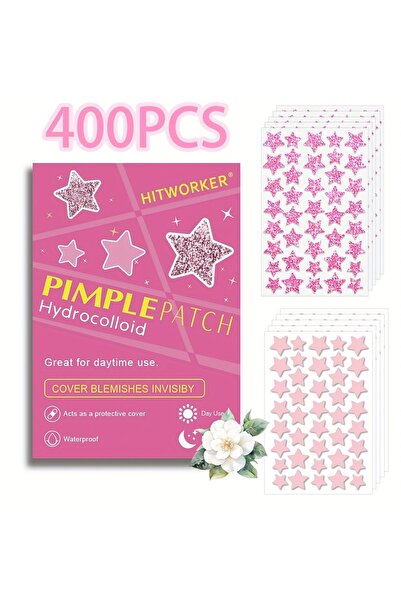 Choice 400 قطعة من لصقات حب الشباب النجمية من هيت وركر - لامعة وعادية، مقاسان...