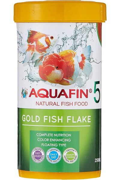 AQUAFIN ٥ رقائق طعام السمك الطبيعي الذهبي ٢٥٠ مل