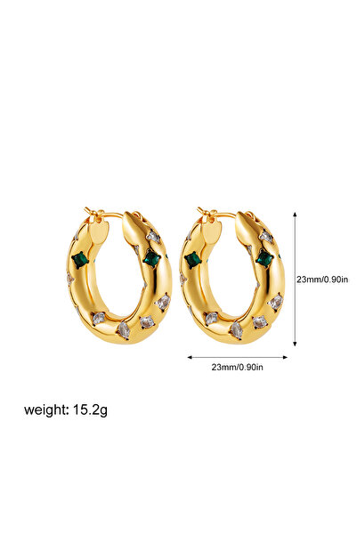 Choice T022 Stainless Steel Gold Plated Colorful CZ Zircon Circle Huggie Earr...