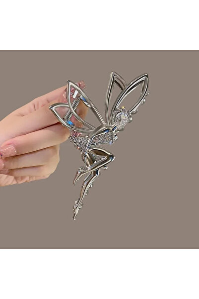 Choice مشبك شعر معدني فضي لامع على شكل مخلب، مناسب لتزيين شعر الفتيات الصغيرا...