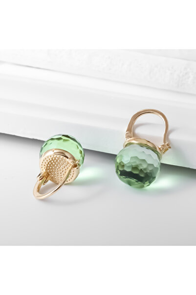 Choice AL13315-green Retro Sweet Crystal Ball Heart Shaped Earrings Suitable ...