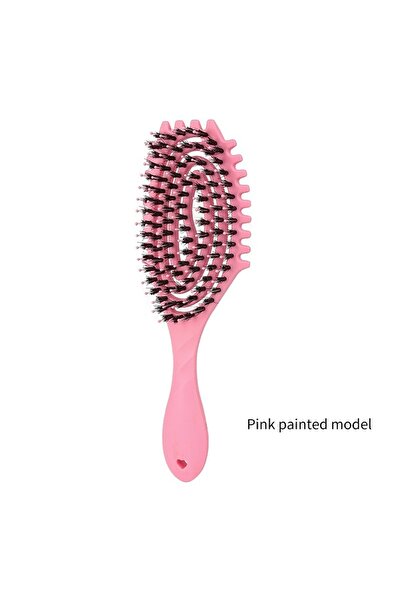 Choice فرشاة شعر وردية اللون لفك تشابك الشعر المجعد، مشط شعر بشعيرات الخنزير ...