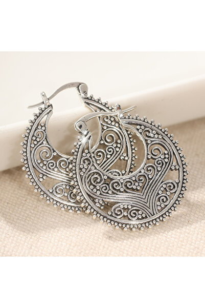 Choice أقراط مصنوعة يدوياً من النحاس المطلي بالروديوم المقلد، بتصميم مجوف ومن...