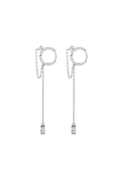 Choice Zircon tassel Fashionable Silvery Tassel Hoop Pendant Earrings, Exquis...