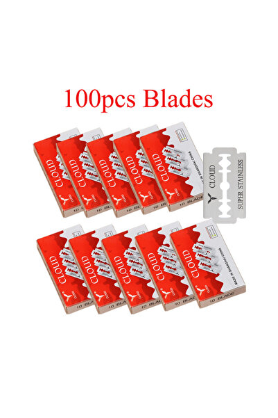 Choice C0011A-04 ميشا، 100 قطعة، شفرات حلاقة مزدوجة الجوانب من الفولاذ المقاو...