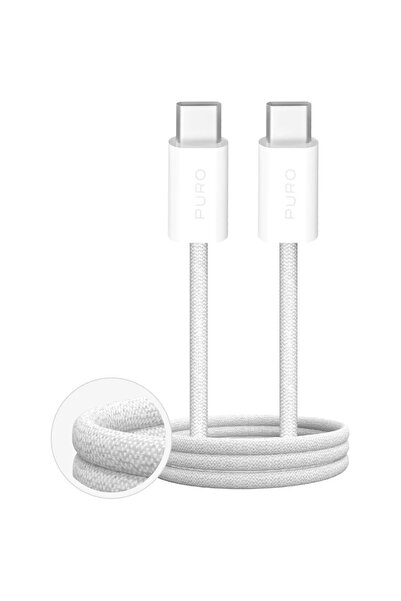 Puro Kabel Fabrik 60W w oplocie USB-C - USB-C 3m - biały