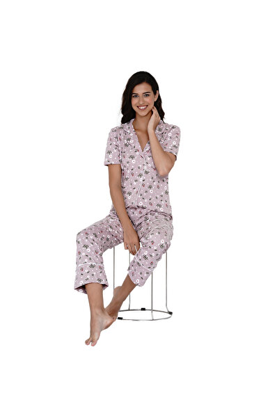 LAUREN SMITH Women's Pajama Set Half Sleeve Top with pants 2 Piece Sleepwear ...