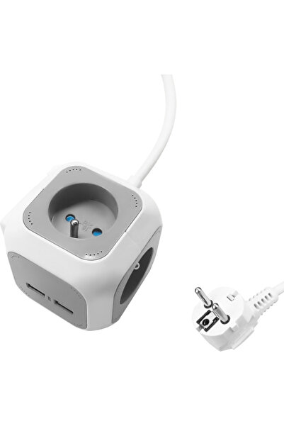 Orno Przedłużacz 4 krotny 2P+Z, ładowarka 2xUSB, 1,4m H05VV-F 3x1mm?, szaro-b...