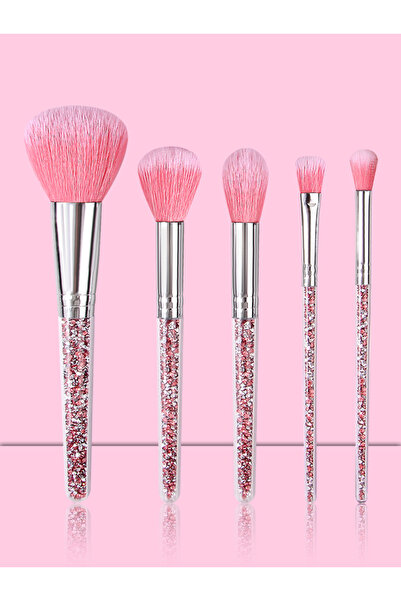 Choice Pink 5Pcs Pink diamond makeup brush Portable Makeup Brush Set For Blus...