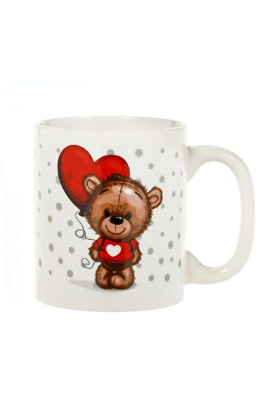 OEM Ceramic Mug with Teddy Bear Print with Red Heart-Shaped Balloon, 6 x 7.3 ...