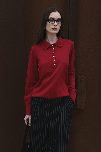 Jolamier Kırmızı Clara Polo Yaka Kazak