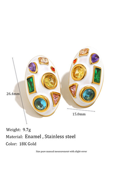 Choice White Elliptical MamacitaSlay 316L Stainless Steel Zircon Heart Round ...