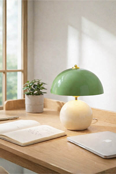 HOMİNG Blush Mint Yeşili Krem Abajur 242493