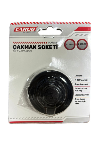 Carub Oto Type C - USB Soketi Araç Tekne Karavan İçin 9-30w Uyumlu Hızlı Şarj...