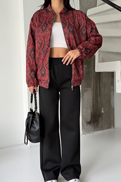 Ded COLLECTION Women's Ethnic Patterned Modern Zippered Jacket Pants Scuba Fa...