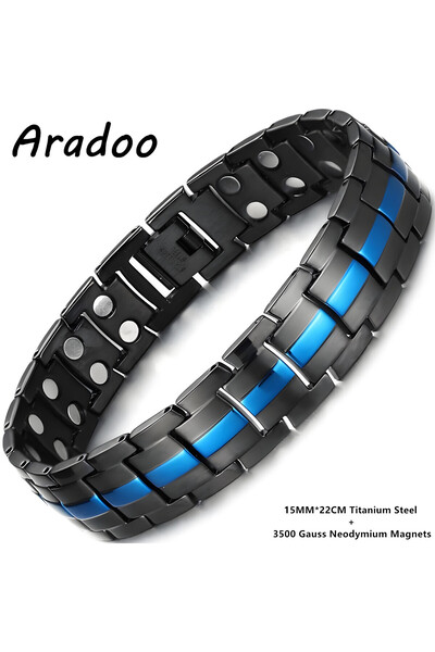 Choice أساور مغناطيسية من التيتانيوم والفولاذ للرجال من ARADOO طراز B-G048BBL...