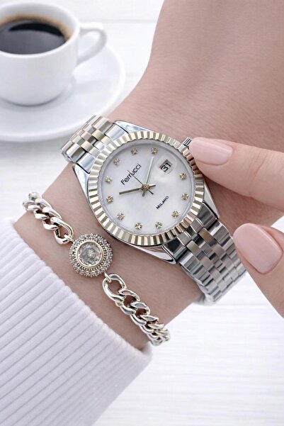 Ferrucci Steel Cord 2 Year Warranty 3 Atm Water Resistant Women Wristwatch+Br...