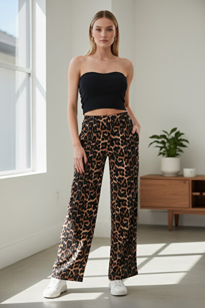 Outletore Women's Leopard Print Thin Satin Summer Loose Wide Leg Sweatpants –...