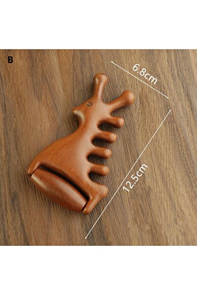 Choice B ♥ مشط تدليك متعدد الوظائف ذو أسنان عريضة من خشب الصندل، رأس مدلك، مش...