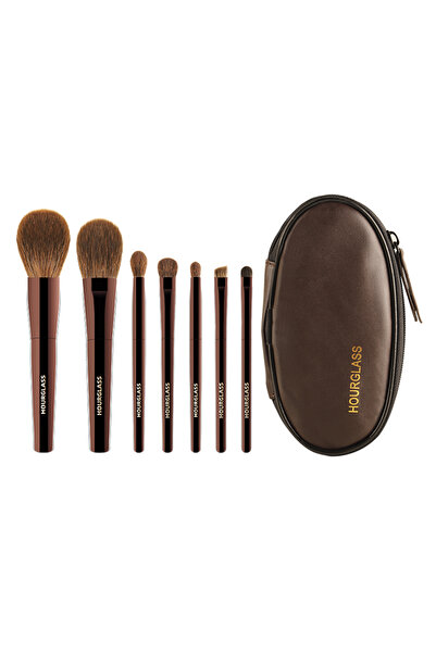 Choice مجموعة فرش مكياج صغيرة محمولة مكونة من 7 قطع على شكل الساعة الرملية، ف...