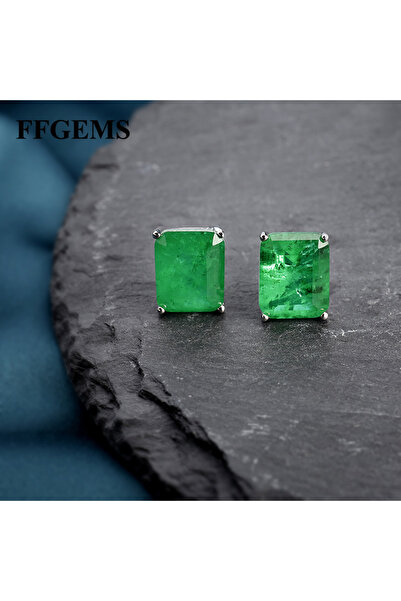 Choice أقراط FFGems من الفضة الإسترليني عيار 925 بنسبة 100%، مرصعة بالزمرد ال...