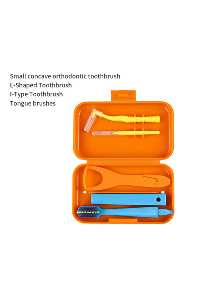 Choice3 مجموعة العناية بالفم والأسنان، برتقالية اللون، علبة واحدة، محمولة، لل...