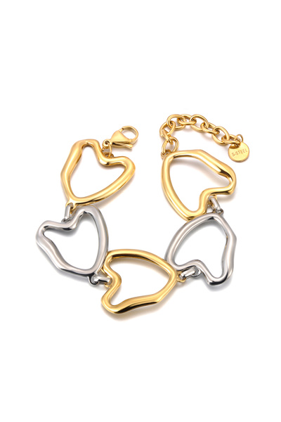 Choice سوار B25163 إبداعي من الفولاذ المقاوم للصدأ 316L بتصميم قلب مجوف للنسا...