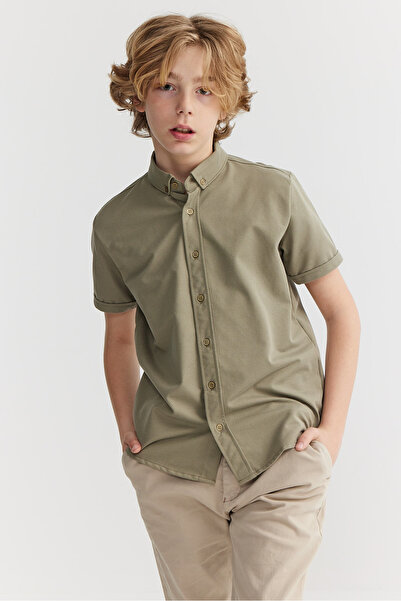 PAULMARK Boy's Short Sleeve Collared Buttoned Shirt