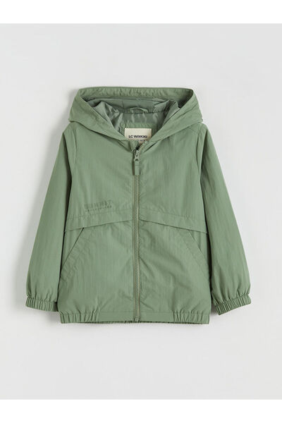 LC Waikiki معطف واق من المطر للأولاد بغطاء للرأس باللون الأخضر