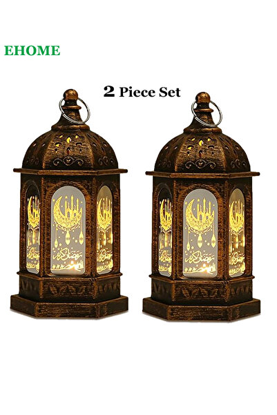 EHOME فانوسان من قطعتين بتقنية LED، زينة رمضان وعيد مبارك للمنزل، مصابيح إسلا...