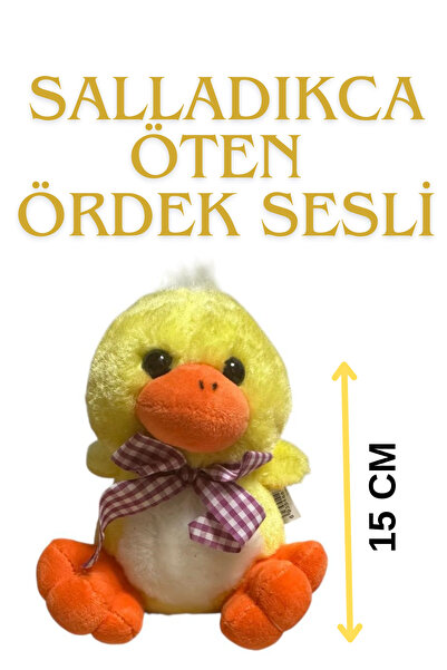 Pofika Sarı Ördek Renkli Kurdaleli Oturan,Sesli, Tatlı Uyku Arkadaşım Peluş O...