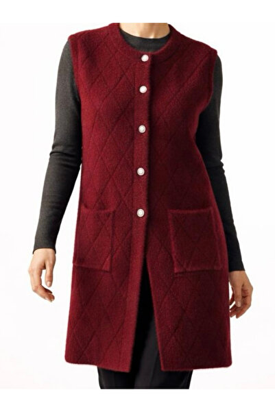 tiriTEK TRİKO Crew Neck Tunic Knitwear Soft Vest / Claret Red