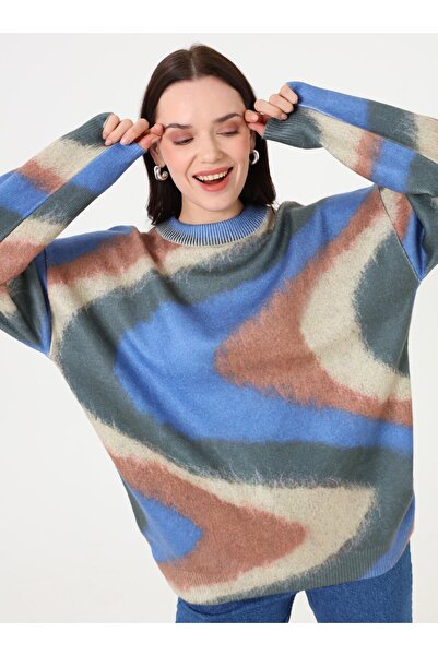 Refka Knitwear Sweater - Brown Abstract Pattern -