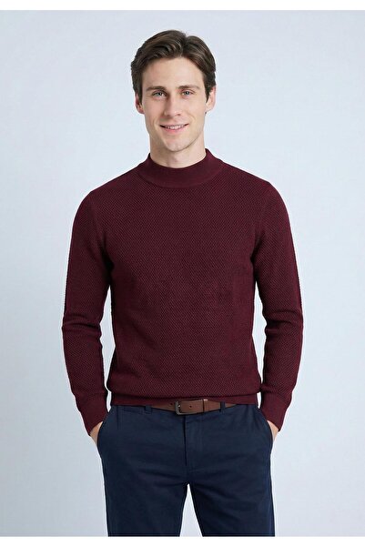 Felix Hardy Men's Goose Feet Patterned Knitwear Half-Crew Neck Sweater - Clar...