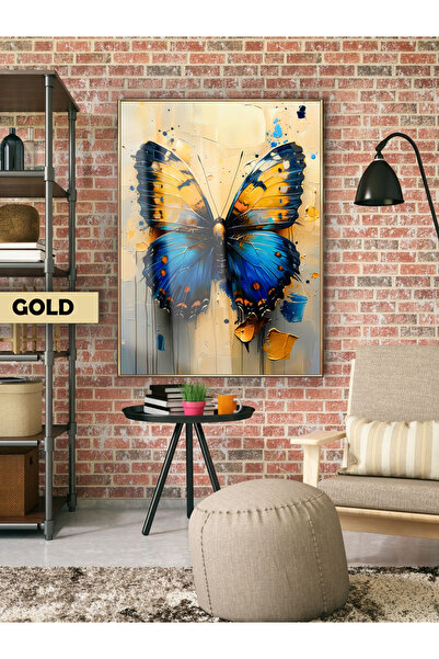 Harika bir ev Hari̇kabi̇rev | Modern Sari-Dark Blue Butterfly Model | Framed ...