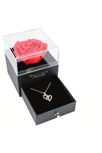 OEM Set de colier cu pandantiv și trandafir de săpun și inimă