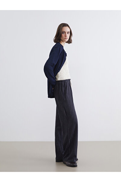 LC Waikiki Pantaloni cu talie elastică, în dungi, din amestec de in