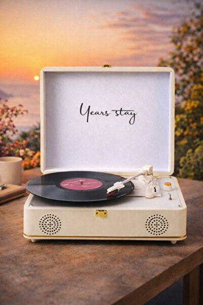 Cosfer Years Stay Beyaz Elektrikli Plak Çalar – Bluetooth Özellikli (220V)