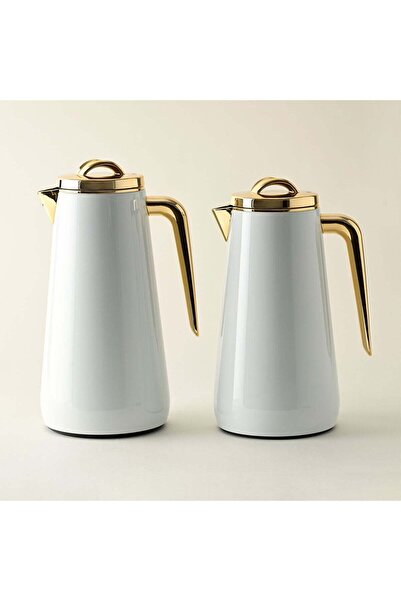 Generic Dallaty Eve set of 2 steel vacuum flask white & gold