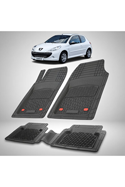 TEAMCAR Rubber Floor Mats Compatible with Peugeot 206+ Hatchback 3 Doors, Black