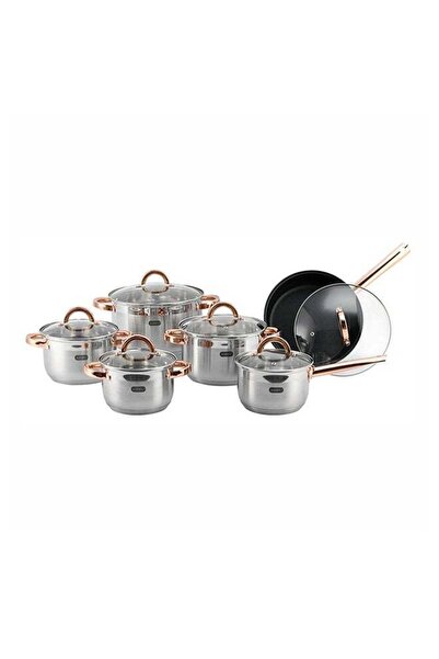 Generic ALBERTO 12-Piece Stainless Steel Cookware Set Gold 24cm