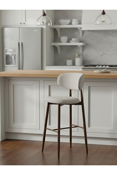 BEC13 Modern bar stool with a comfortable back and wooden legs