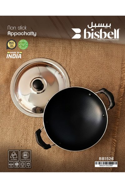Bisbell Premium Non-Stick Appam Pan with Lid - 7/9/12 Cavity Paniyaram Maker & Appe Pan for Healthy Cooking