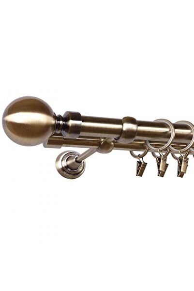 SN Deco Group Galerie metalică dublă, alamă antică, 16 mm / 200 cm, cu accesorii