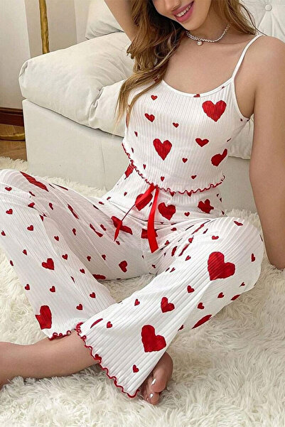 dorbe women’s adorable heart print sleeveless two-piece pajama set