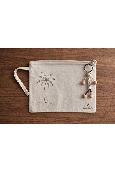 hodie collection حقيبة مكياج من بام مقاس 15×20 سم - قماش خام بسحاب