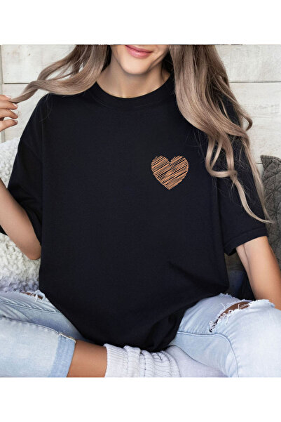 ASELİNDA Tricou cu mânecă scurtă, cu imprimeu inimă, la modă nouă, pentru femei